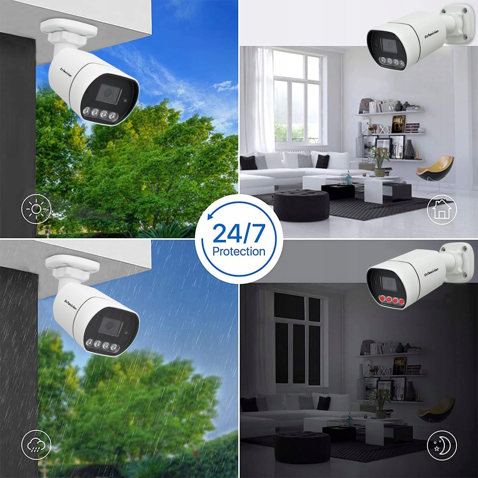 EVTEVISION 5MP Kamera Zewnętrzna 4w1 AHD TVI CVI CVBS 30M Noc IP67 — miniatura 7