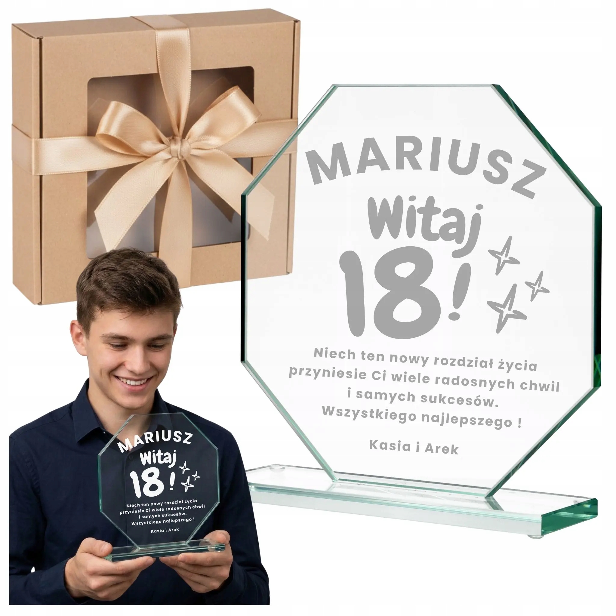 Dárek K Narozeninám 18 30 40 50 Skleněná Soška Gravírovací Krabička