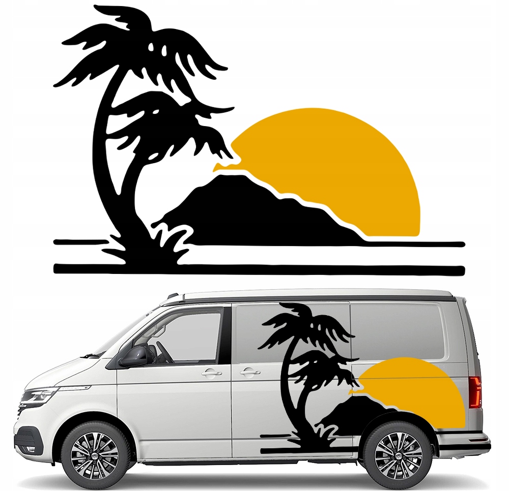 Nálepka Grafika pro karavan Palmy Slunce Sun Ostrov Pláž 90x135