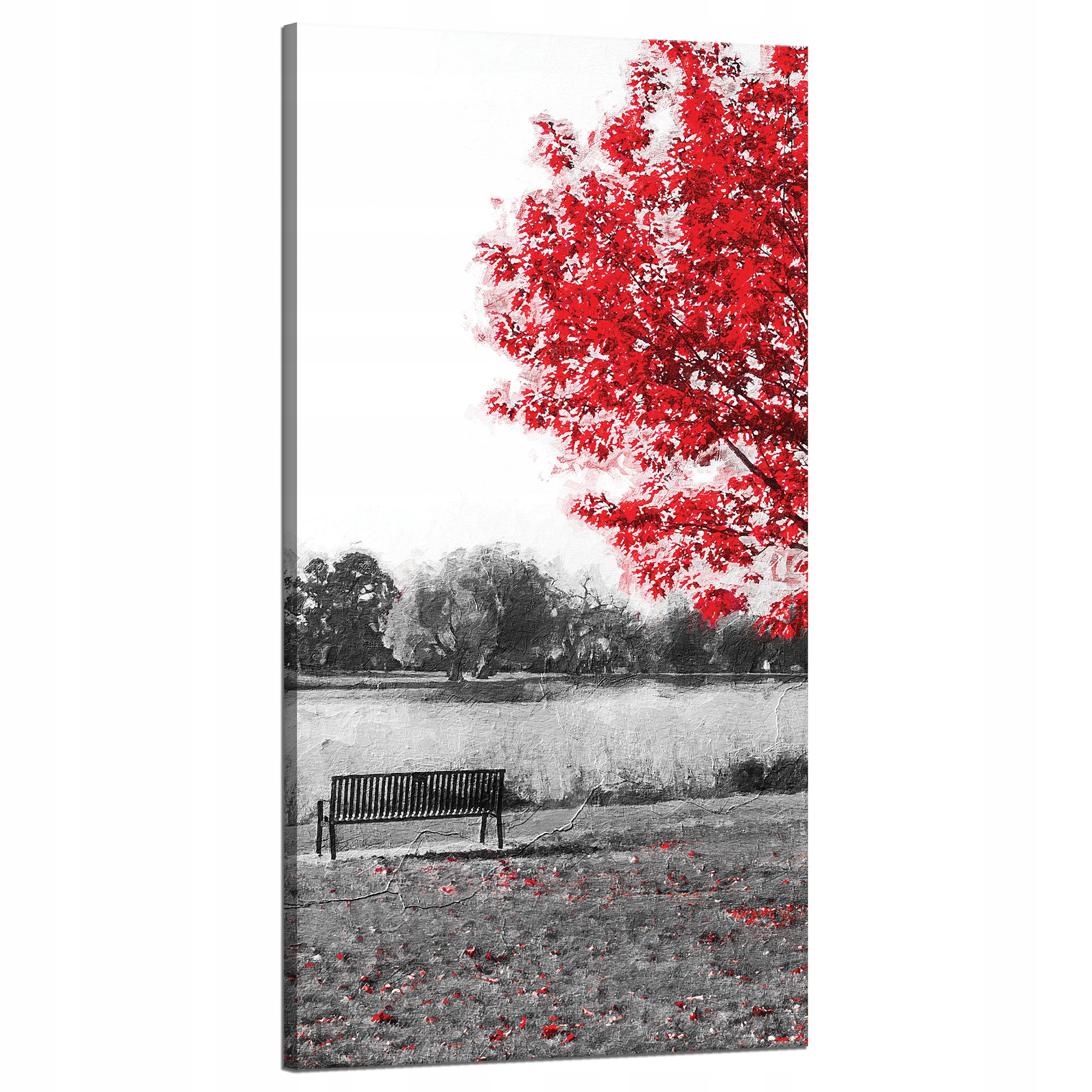 Obraz na plátně Šedá Červená Listy Kontrast 60x120 cm
