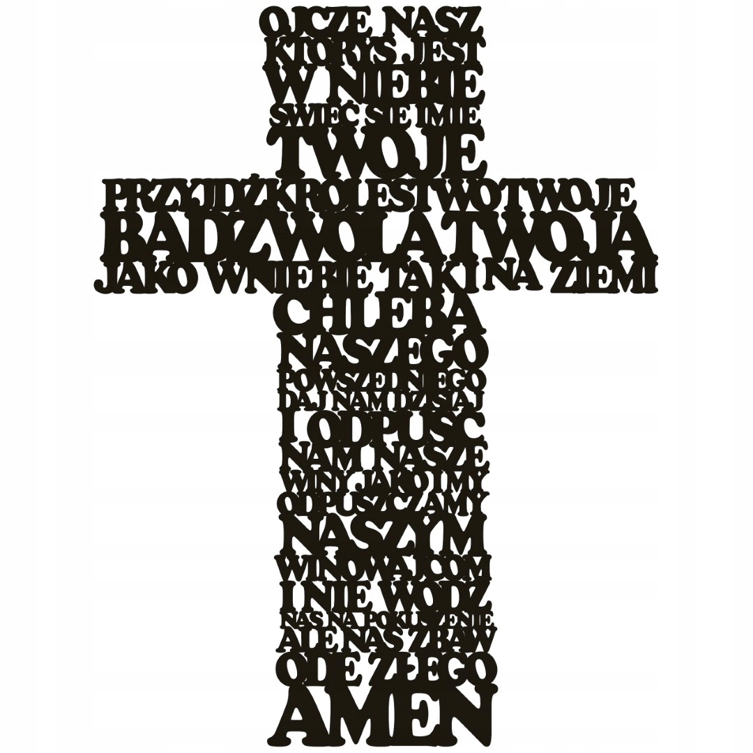 Moderní náboženské obrazy Dřevěný kříž Otče náš 70 cm obrázek Svaté Přijímání