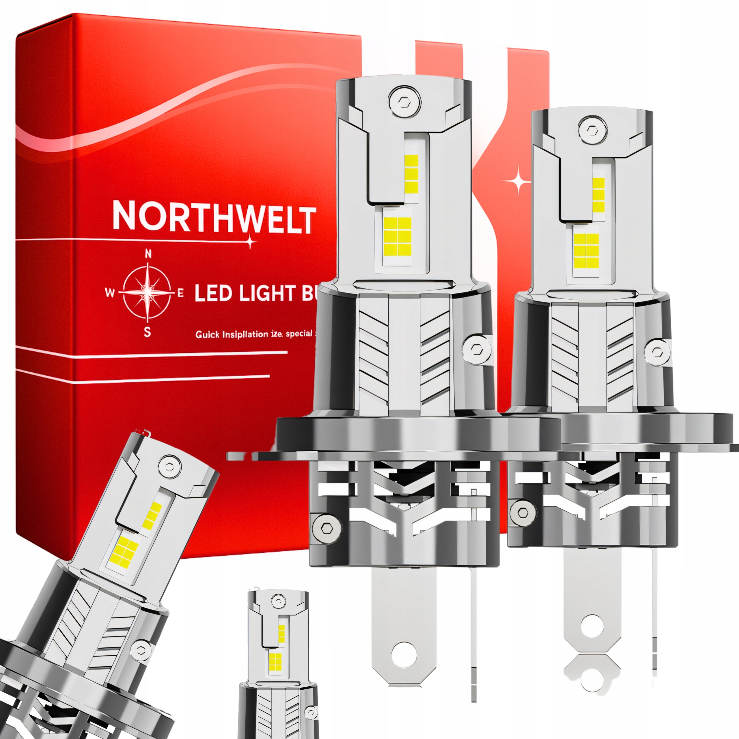 Led žárovky H4 Led Homologace Míjení Silniční Výkonné 100W