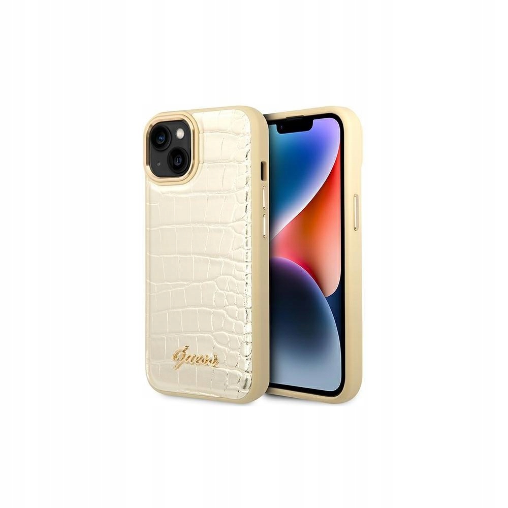 Etui Guess Croco Collection na iPhone 14 Plus złote Guess
