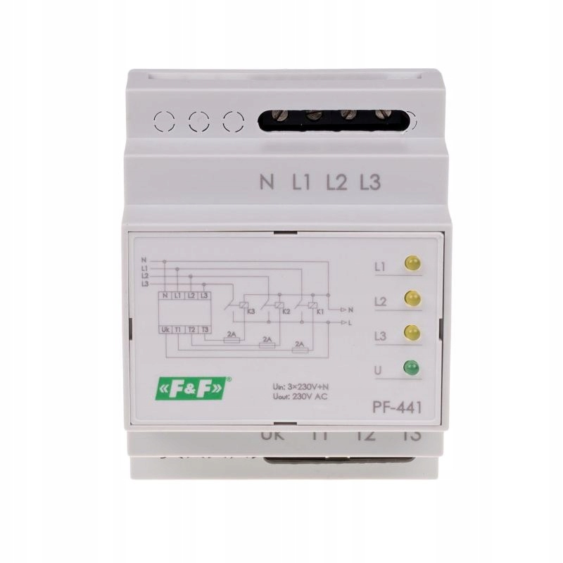 F&f Automatický Přepínač Fází Pro Stykače Fif 16A IP20 3x 230V PF-441
