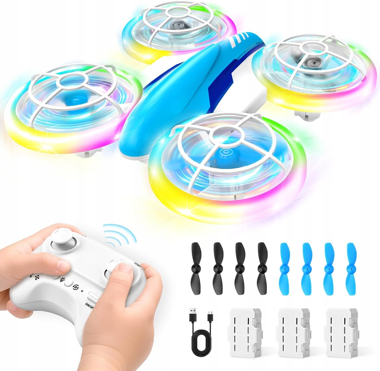 Dron na dálkové ovládání pro děti Led 360 Akrobacie Start jedním kliknutím