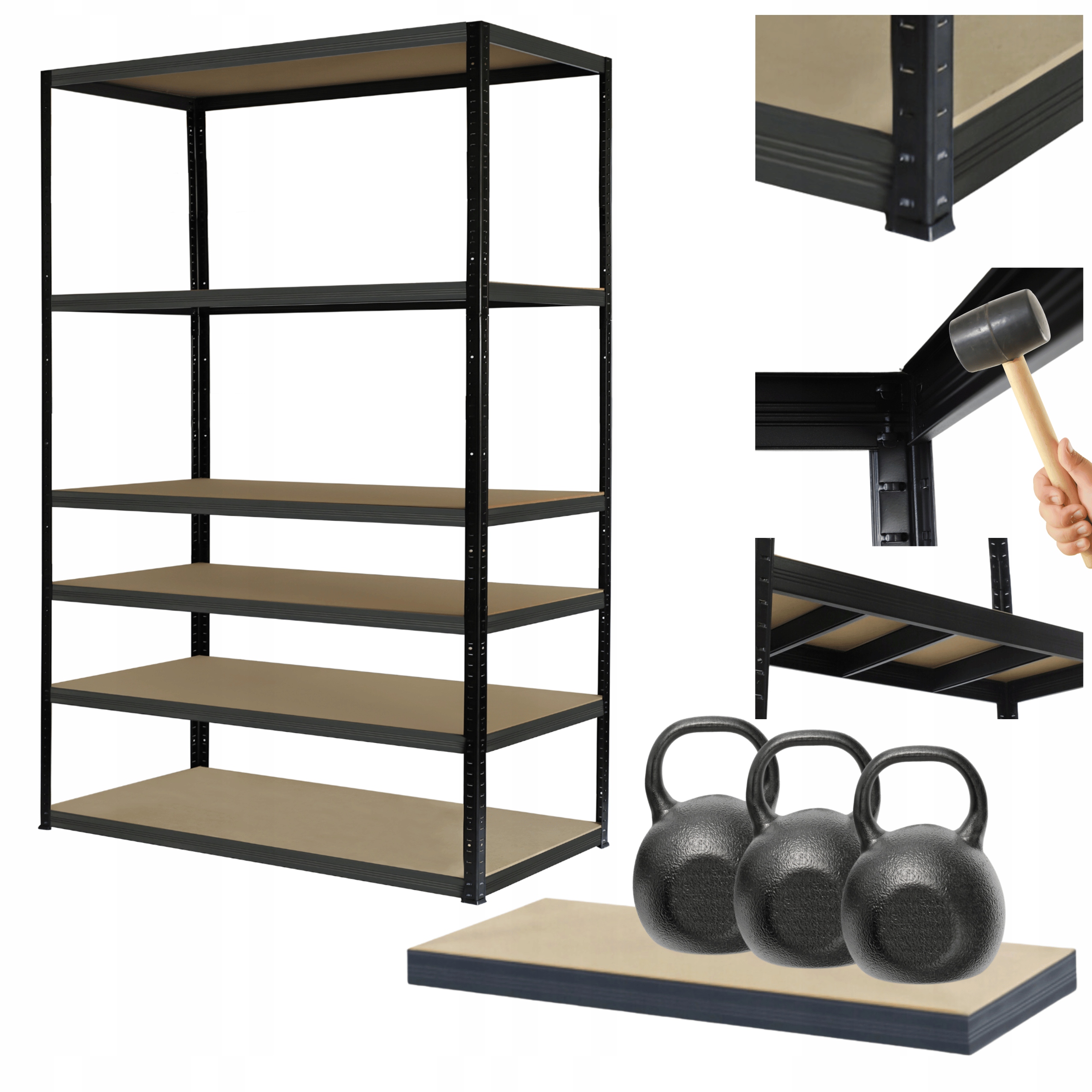 Kovový regál Premium Black stojan Helios 213x90x60 cm 6Px350kg 300TYS War