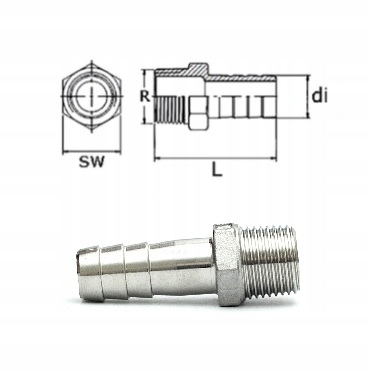 KRÓCIEC NYPEL NIERDZEWNY 1/2" NA WĄŻ 13mm Rodzaj złączka