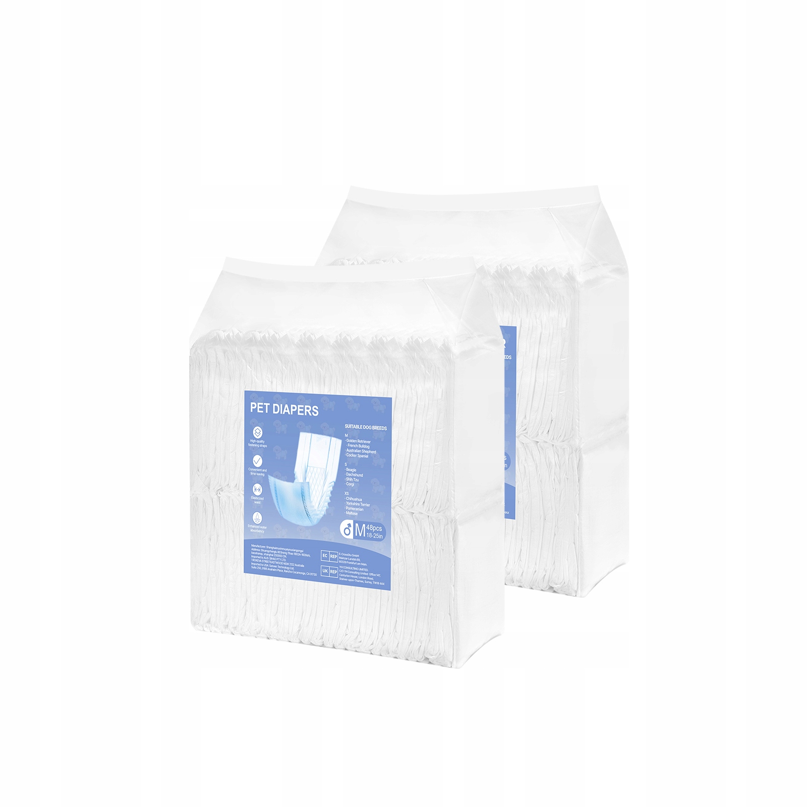 SucceBuy Plenky pro psy 2 balení po 48ks Velikost M mužského pohlaví