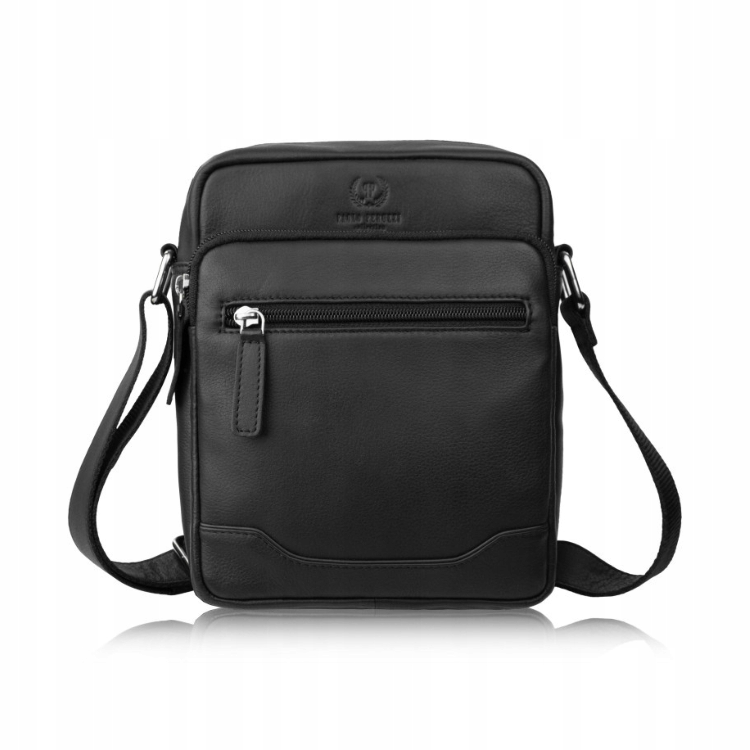 Kabelka Přes Rameno Pánská taška s ozdobným výřezem Kožená Paolo Peruzzi Černá