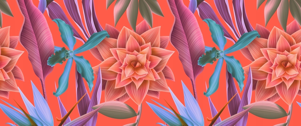 

Tapeta Flizelinowa Tropikalne kwiaty - 250x104