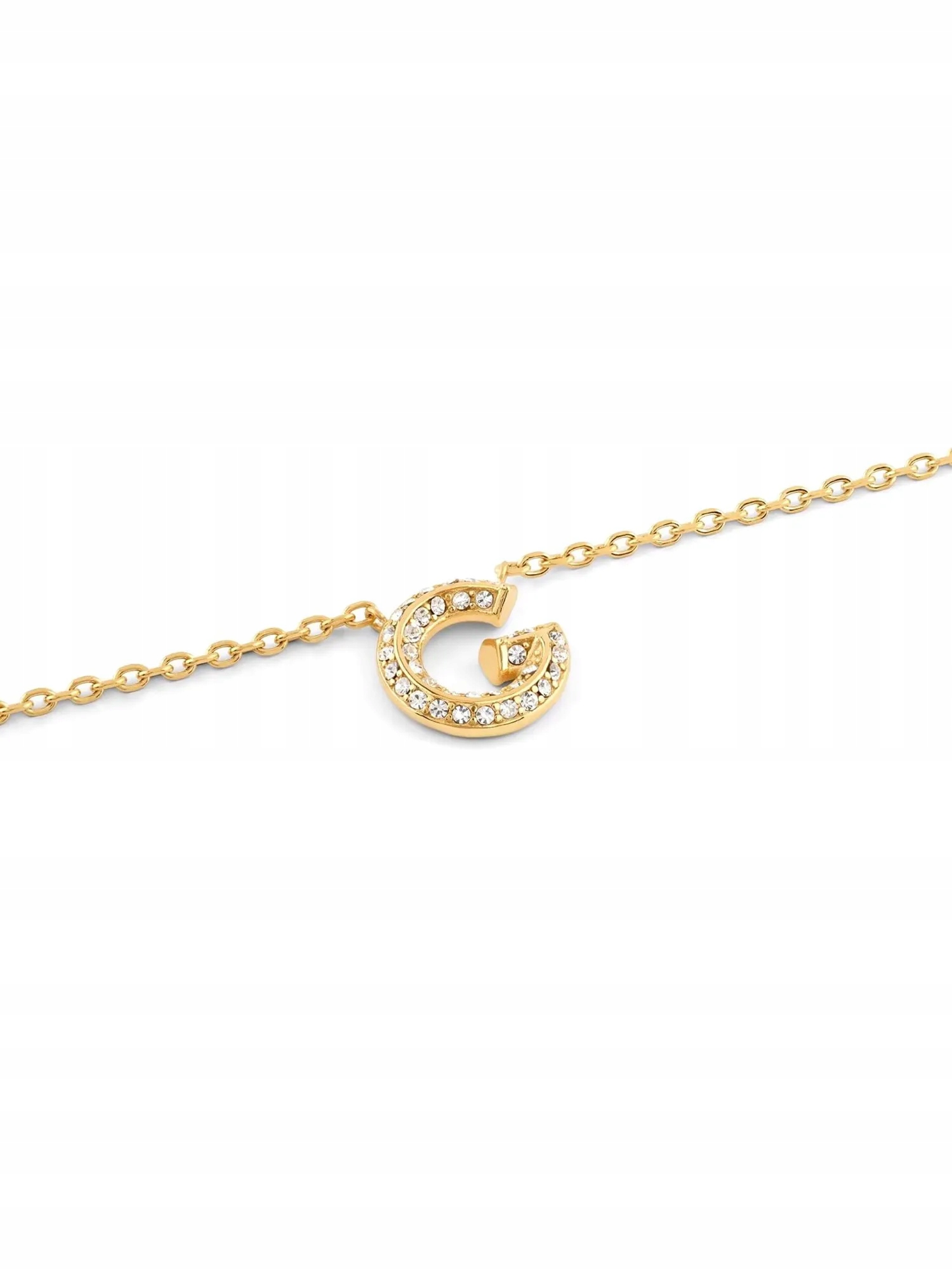 Zlatý náhrdelník Guess G Crystal s přívěskem a písmenem G JUBN05441JW