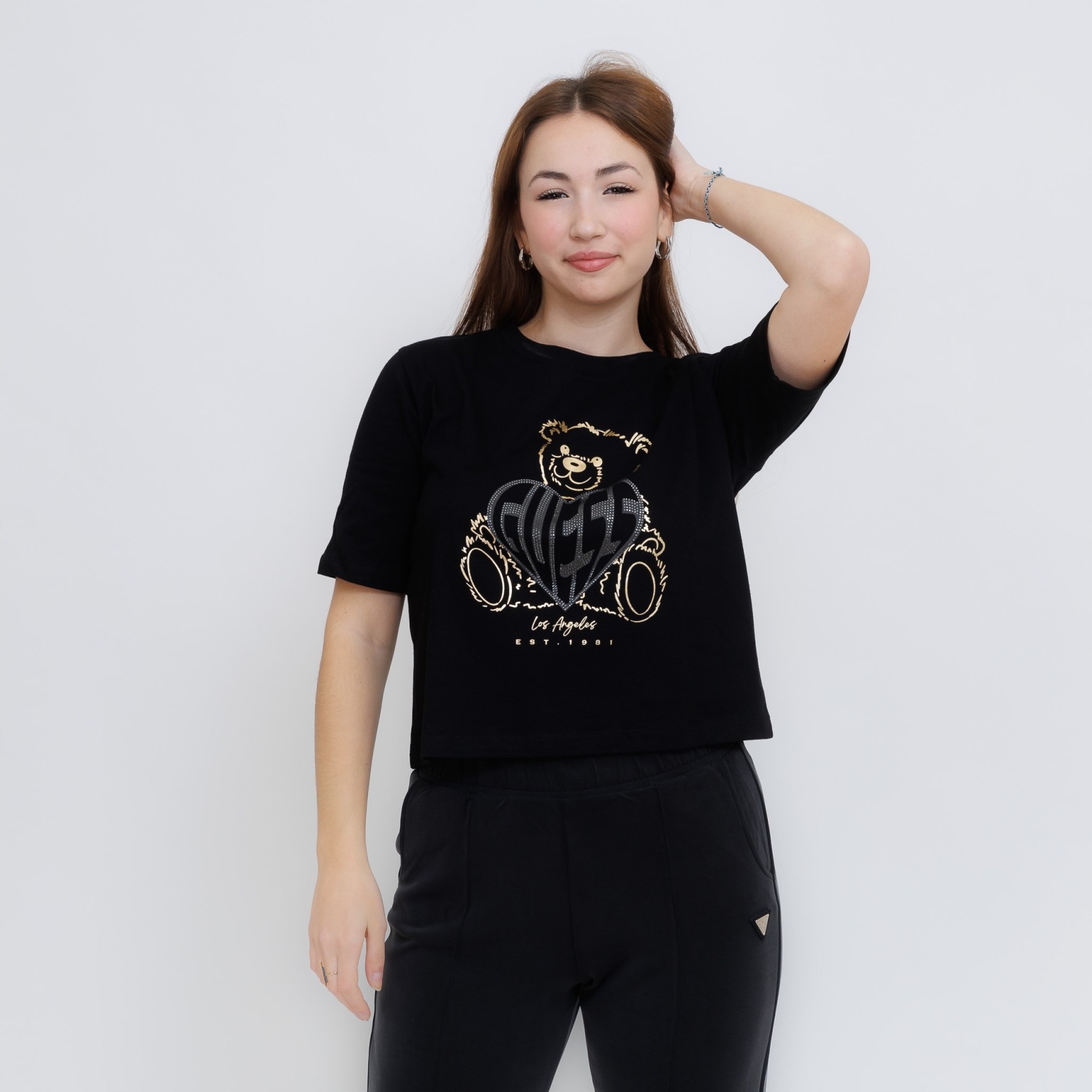 Dámské triko Guess Rhinestone Bear Boxy