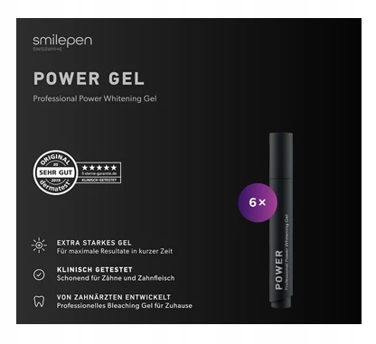 Zestaw wybielających penów (6x5 ml) Smilepen Power aplikator pędzelek