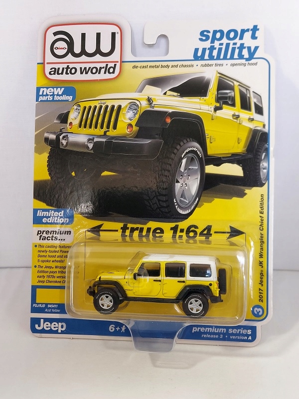 Auto World 1:64 Jeep Wrangler JK Chief 2017 yellow