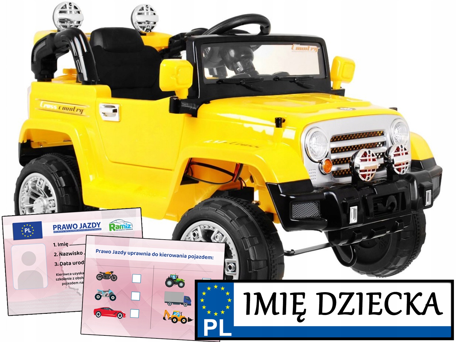Pojazd Elektryczny jeep Dźwięki bagażnik Pilot MP3