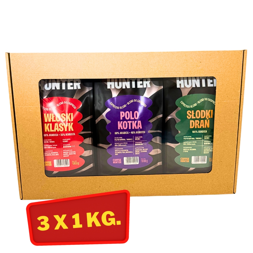 Levně Dárková Sada kávy do kávovarů 3 x 1 kg Káva zrn