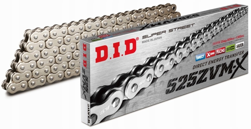 ŁAŃCUCH NAPĘD-OWY DID 525 ZVMX 116 OGNIW SREBRNY