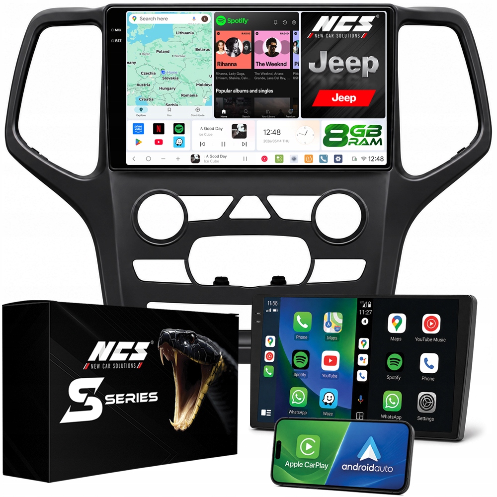 Rádio Navigace Ncs DS9 Jeep Grand Cherokee 2014-2017 Android 8GB Lte 9″