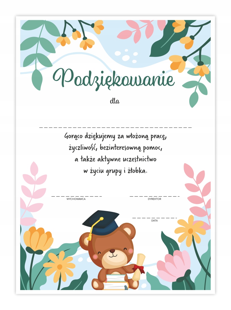 

Dyplom Podziękowania Dla Rodziców Żłobek A4