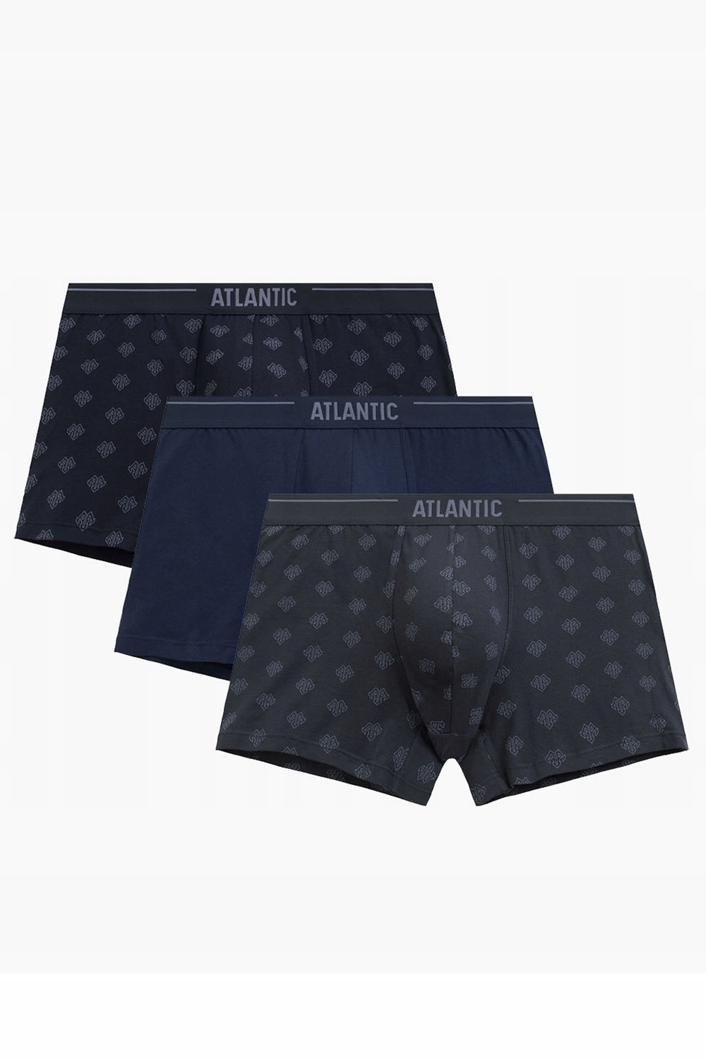 Spodní prádlo boxerky Atlantic 3MH-240 3-pack námořnická modrá/indigo/grafit M
