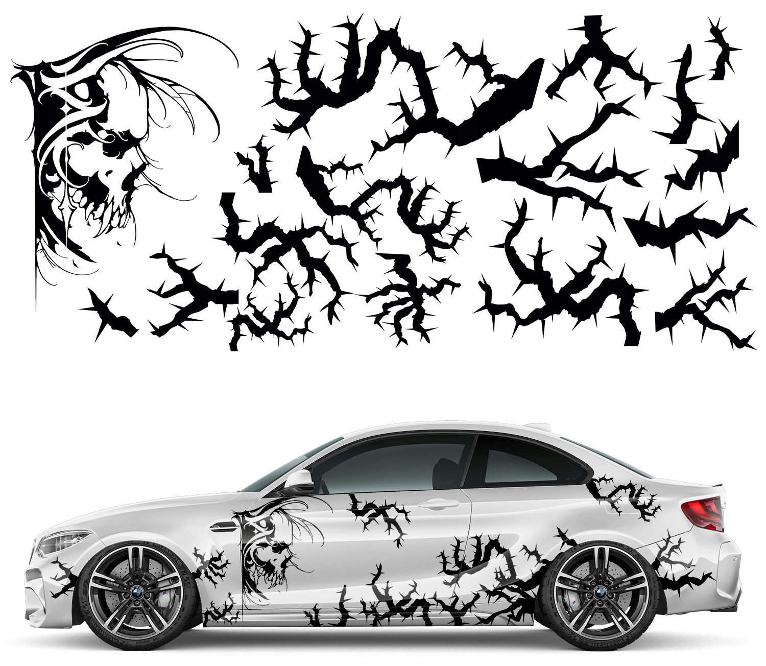 Samolepka na auto Motiv Trny Lebka 93 x 416 cm