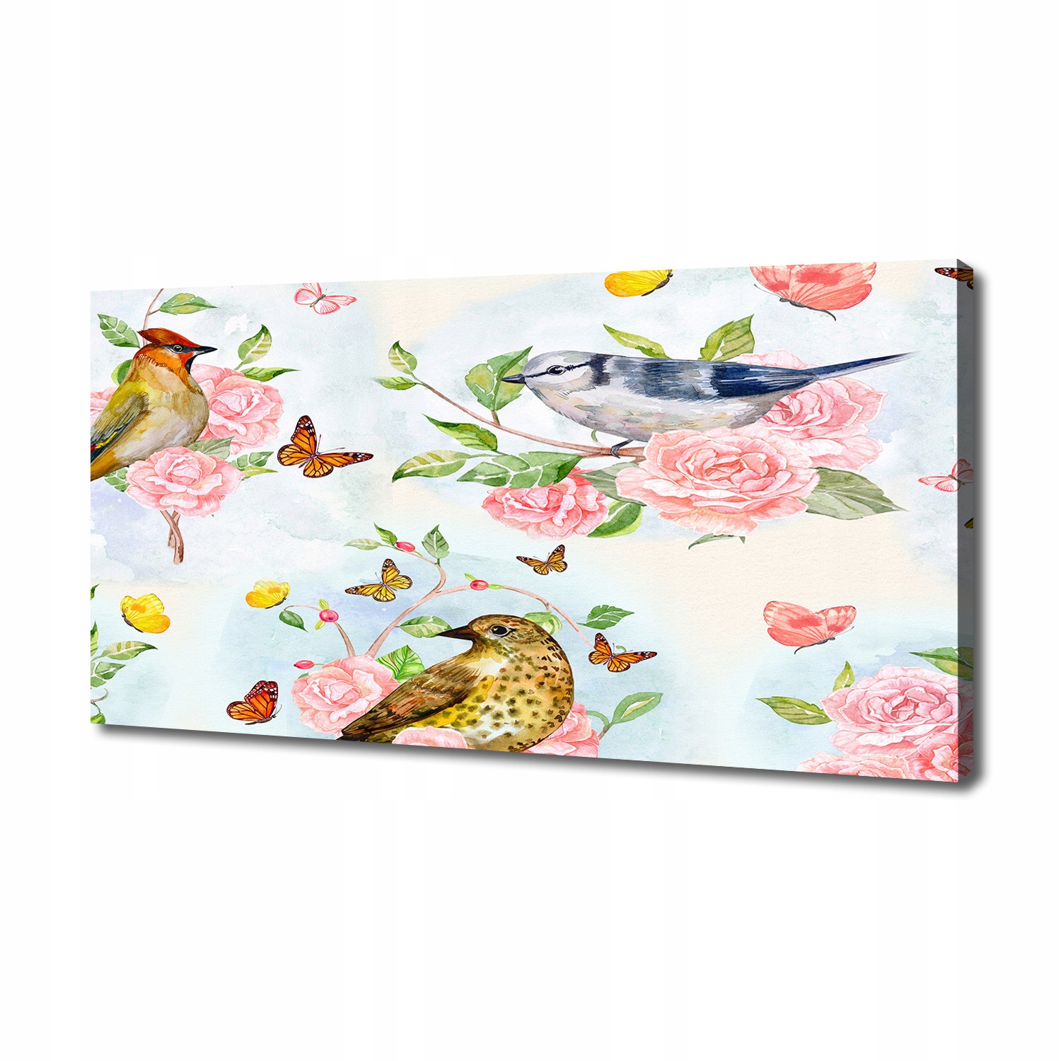 

Foto obraz duży na płótnie Ptaki i róże 140x70 cm