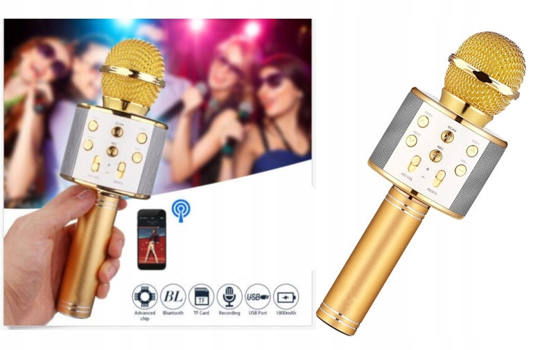 MIKROFON BEZPRZEWODOWY GŁOŚNIK BLUETOOTH KARAOKE