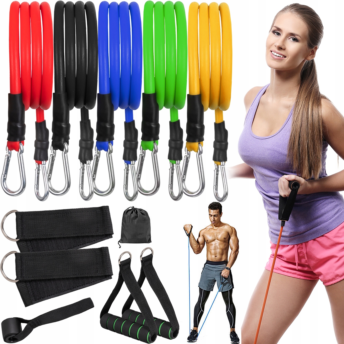 

Zestaw 5 Gum Do Ćwiczeń Fitness Oporowe Z Uchwytem