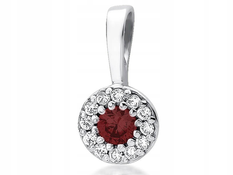 Zlatý přívěsek 585 s rubínem a brilianty a diamantem na řetízek 14k