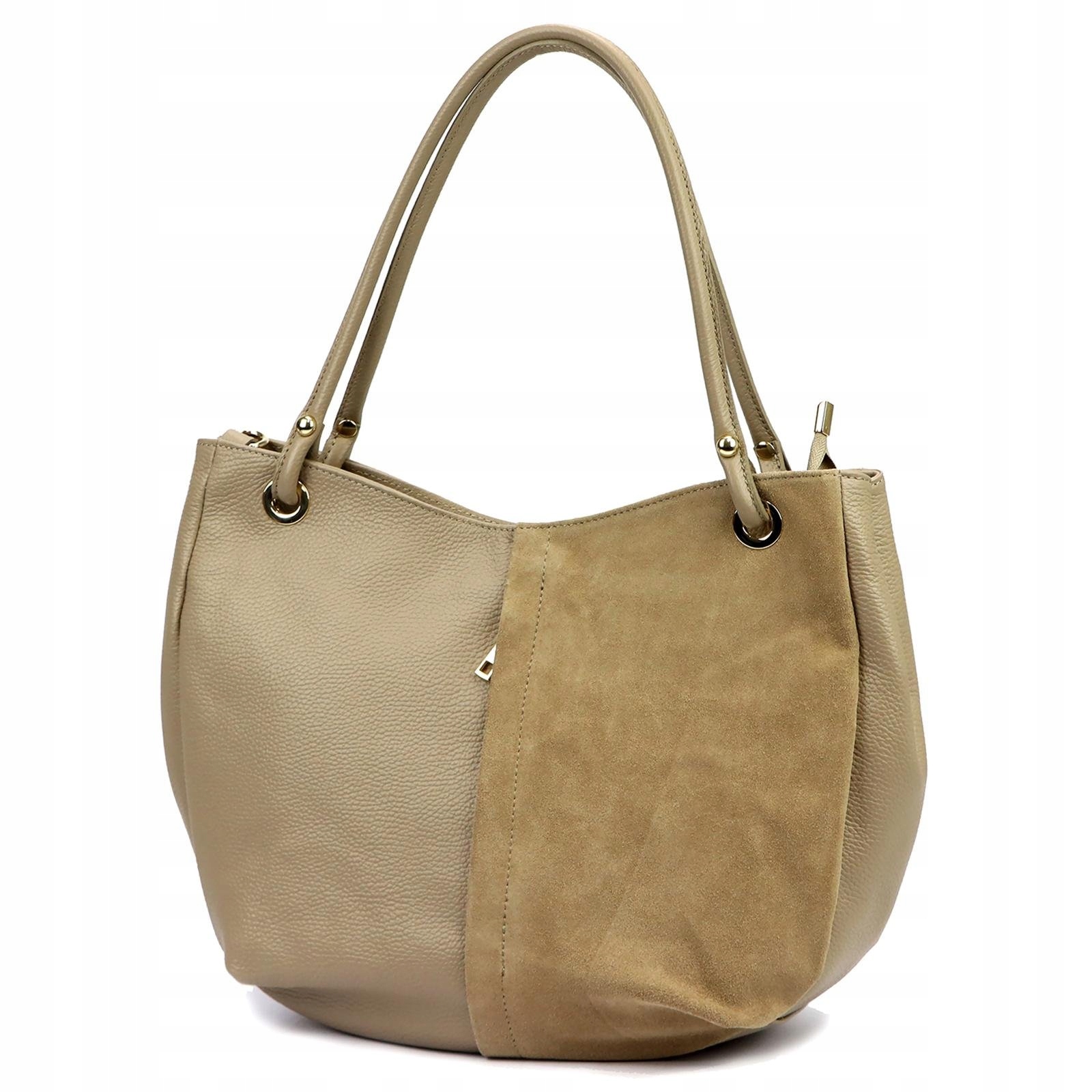 Dámská shopper kožená kabelka béžová taupe, která pojme formát A4