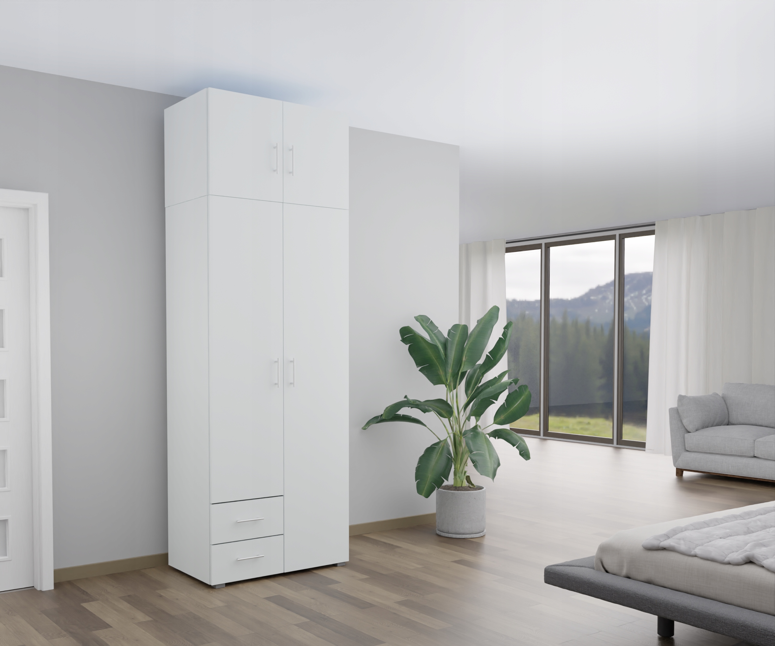 SZAFA 2 DRZWIOWA - 3 VENICE BIAŁA Z NADSTAWKĄ - 80X242 CM - DO SALONU Kod producenta 3