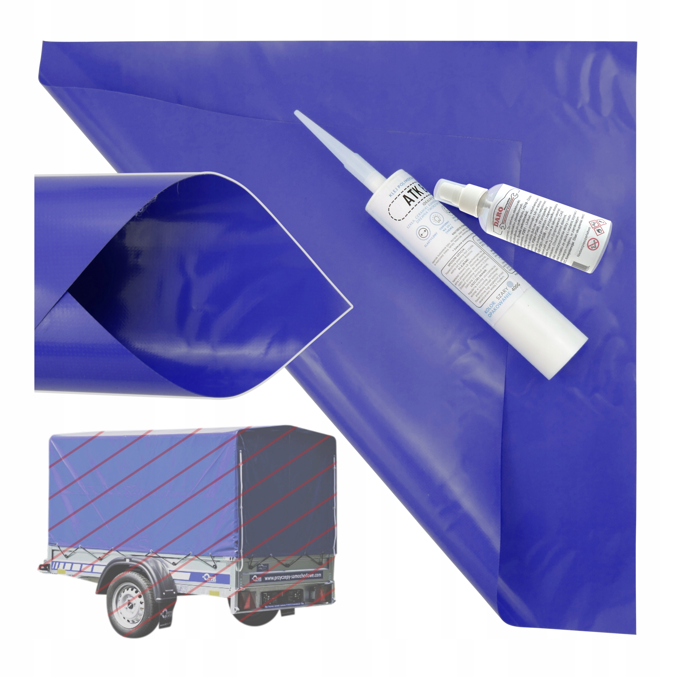 Sada na opravu Pvc záplaty 50x50 cm Polymerové lepidlo 400 g Odmašťovač 100 ml