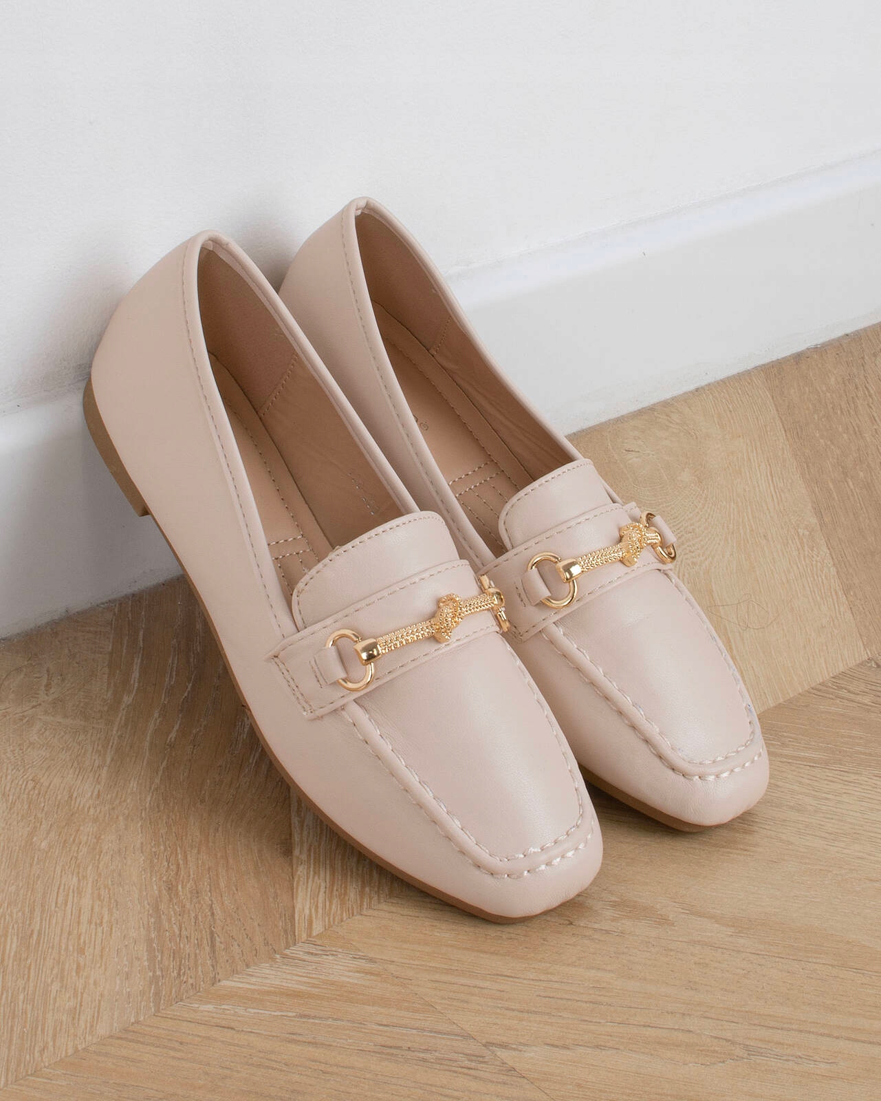 MOKASYNY PÓŁBUTY BEŻOWE SKÓRZANE DAMSKIE LOAFERSY 38 Materiał zewnętrzny skóra ekologiczna