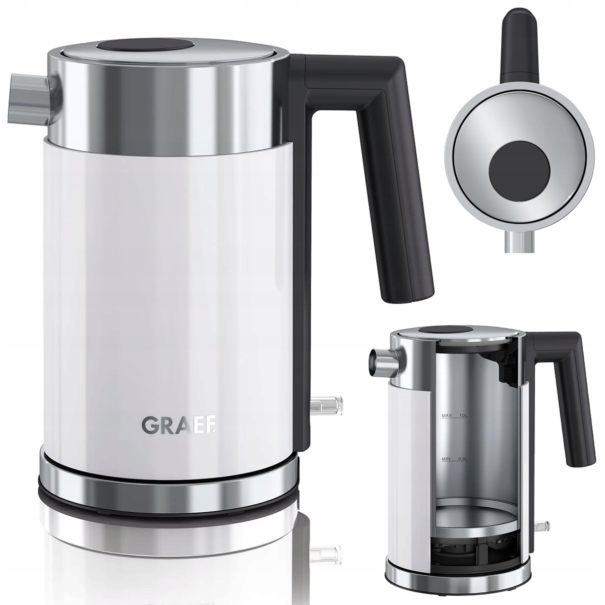 Czajnik elektryczny stal nierdzewna Graef Wk 401 biały 1l 2015W