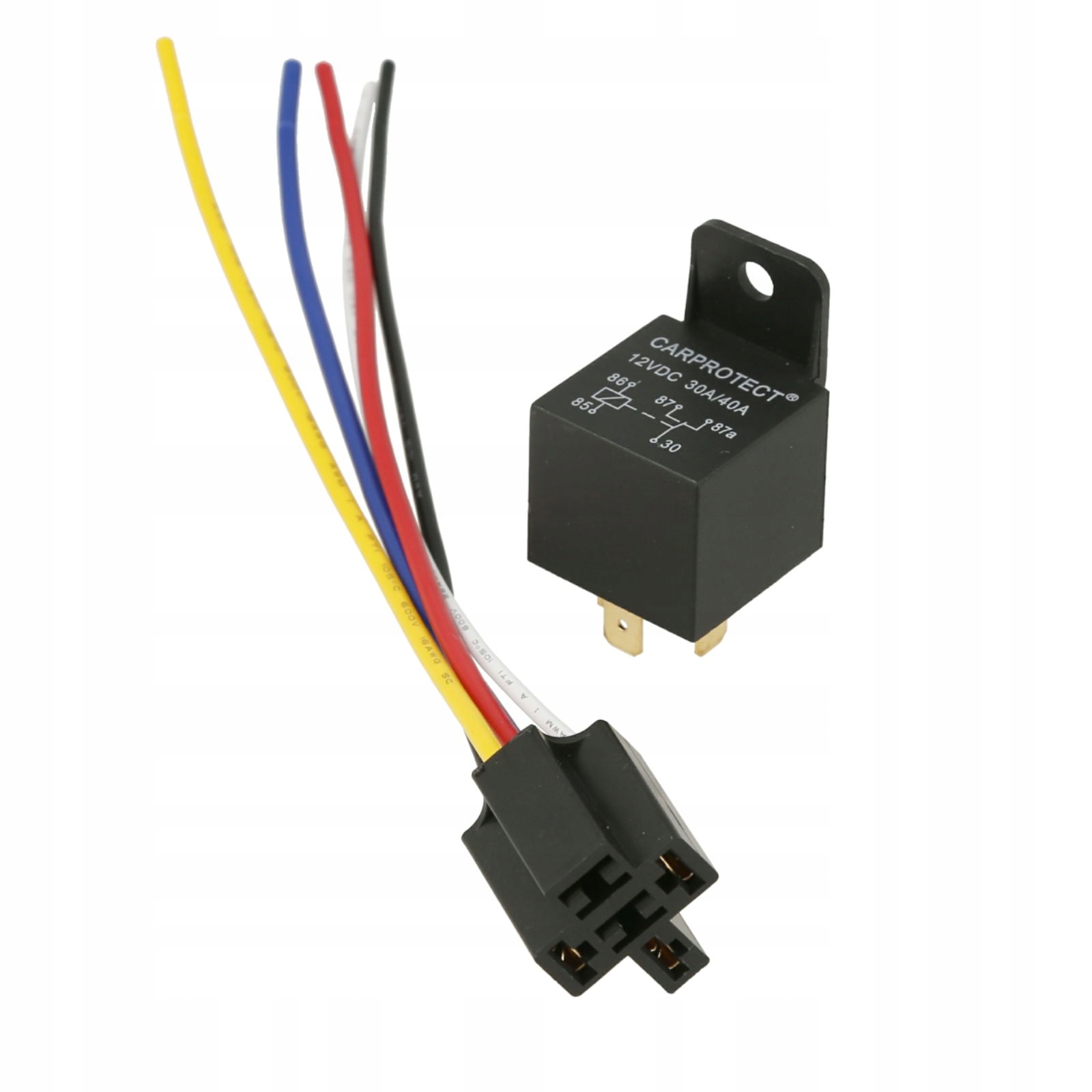 PRZEKAŹNIK SAMOCHODOWY 5PIN 12V 30/40A Z PODSTAWKĄ