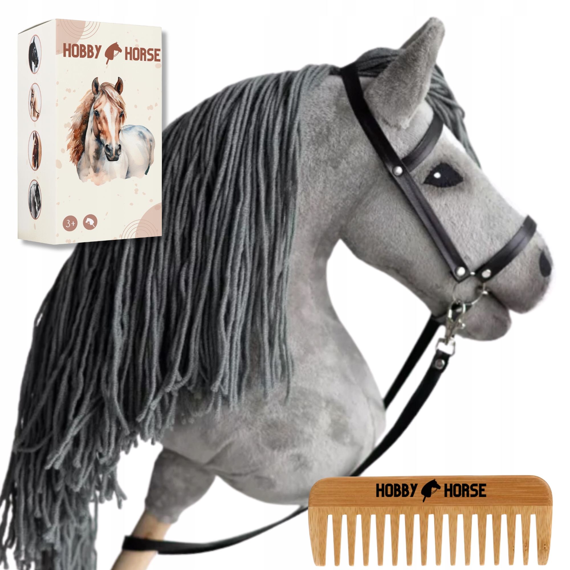 Koń Na Kiju Hobby Horse A4 Konik Grzyw Głowa Konia Grzebień Pudełko