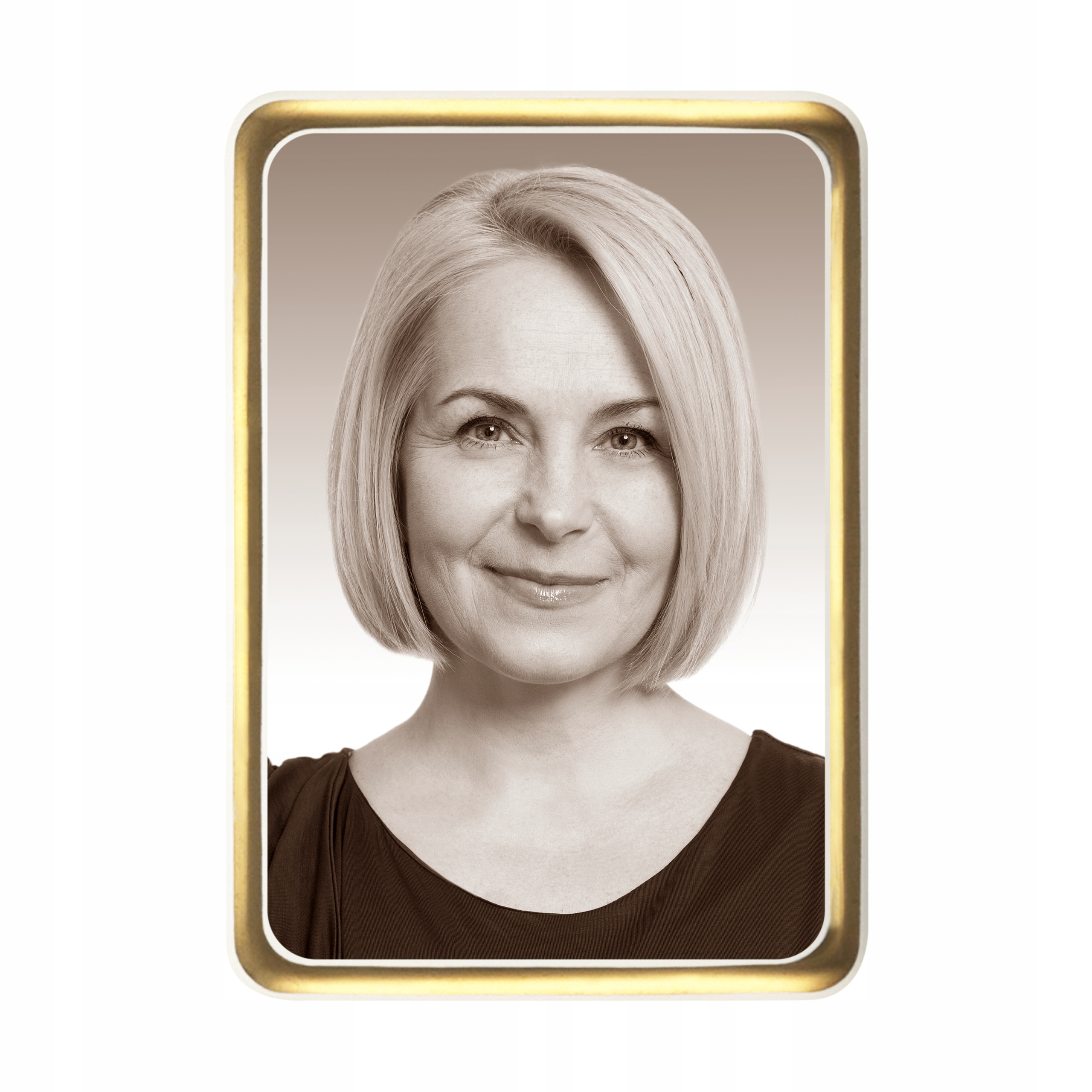 ZDJĘCIE NAGROBKOWE PROSTOKĄT SEPIA ZŁOTA RAMKA 8x10