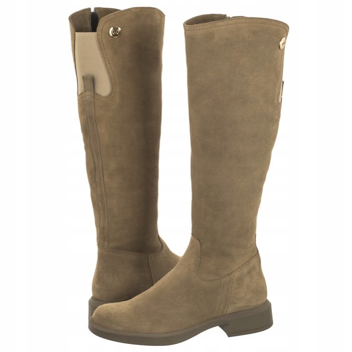 Dámské semišové kozačky mušketýrky Nessi béžové 23558