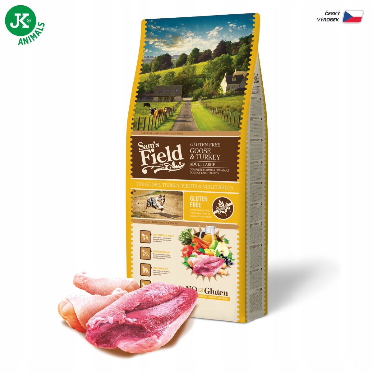 Levně Sams Field Gluten Free Adult Large Goose & Turkey bezlepková 2,5 kg husa