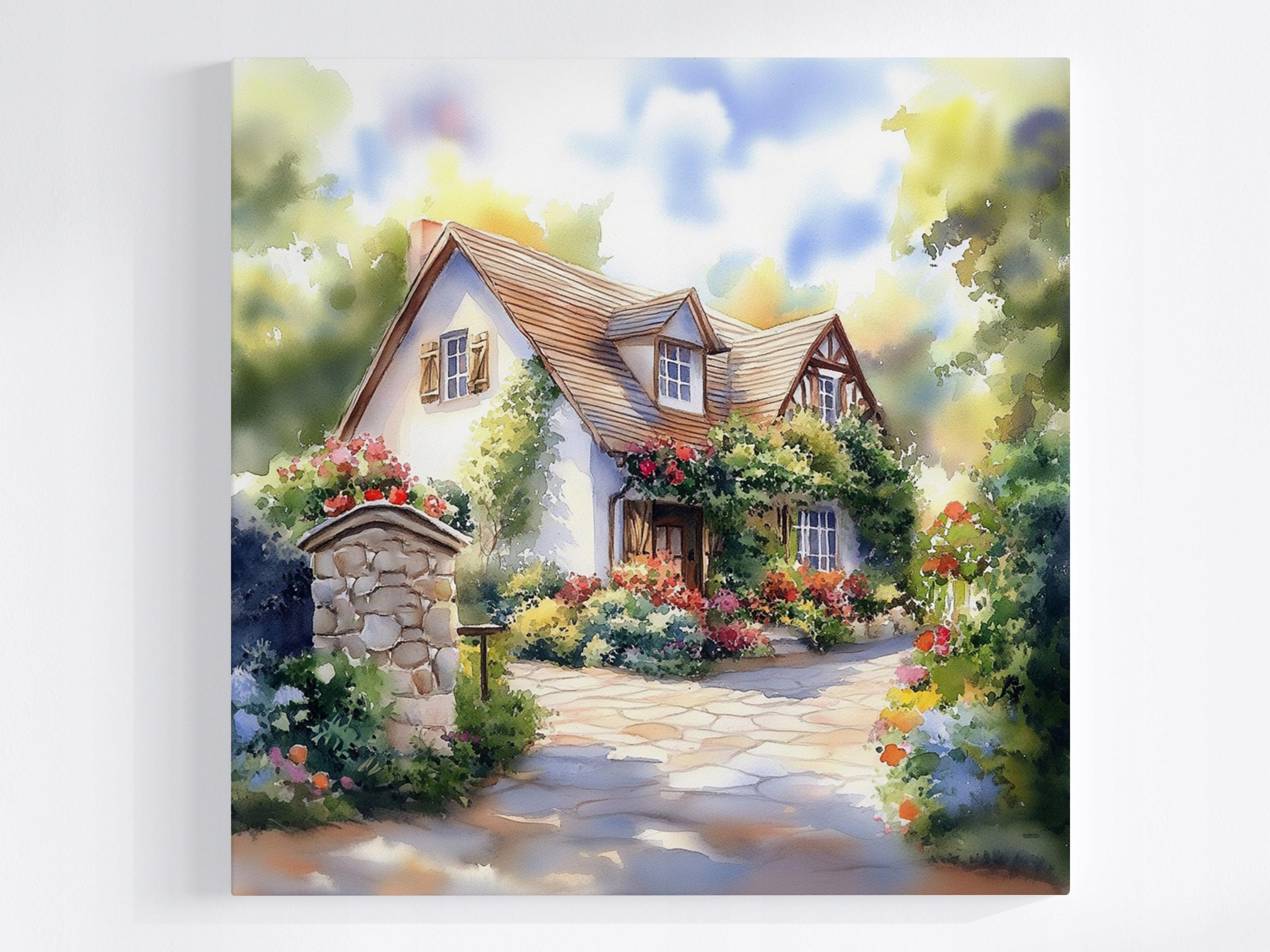 Obraz Na Plátně Canvas Krajina Dům Zahrada Květiny Vesnice Idyla 80x80