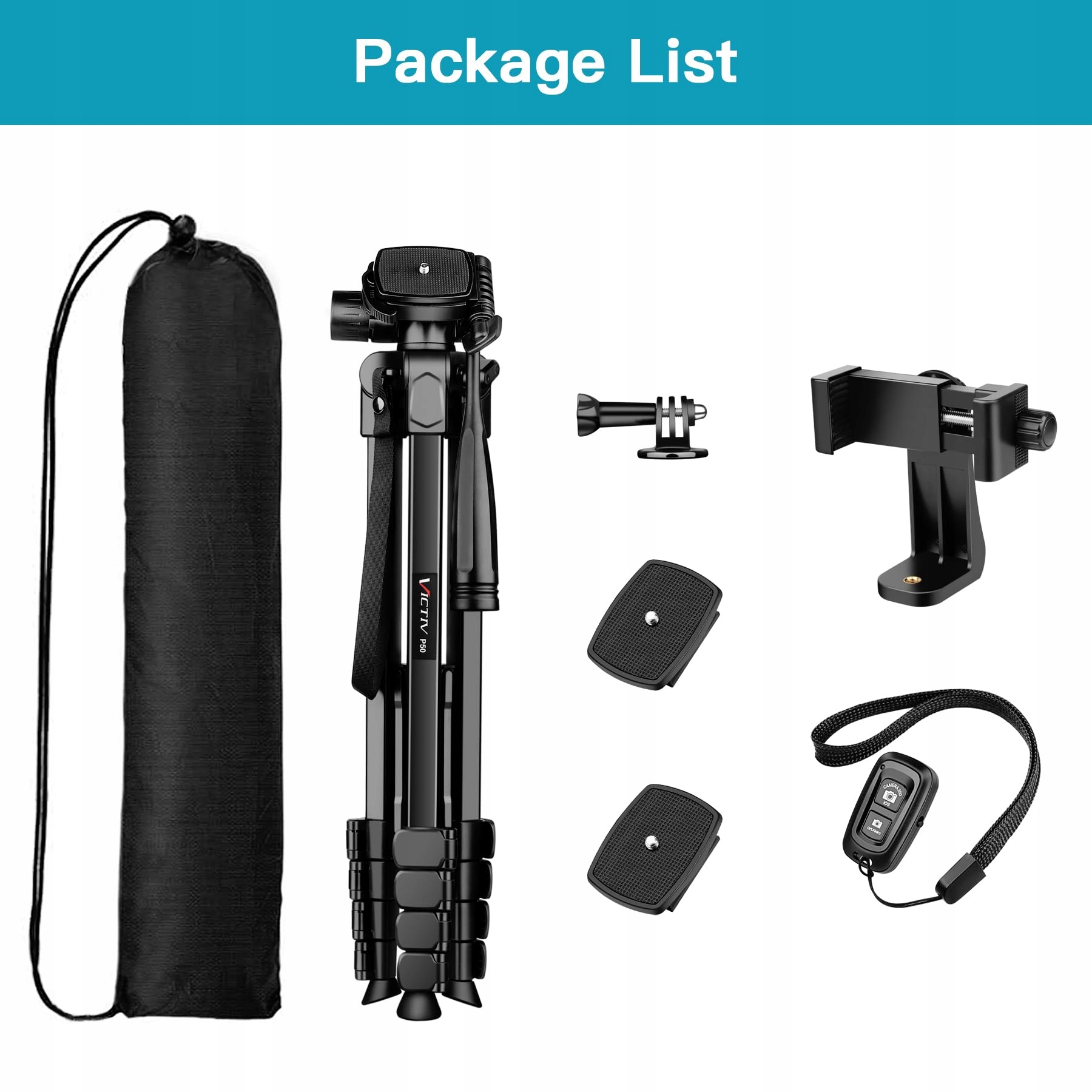 VICTIV Statyw Kamera Telefon 172cm Aluminiowy Tripod DSLR iPhone Sony — miniatura 8