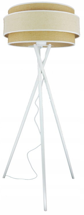 Podlahová lampa Duo Dvojité tienidlo. Boho Jasná a Prírodná Juta. Trojnožka