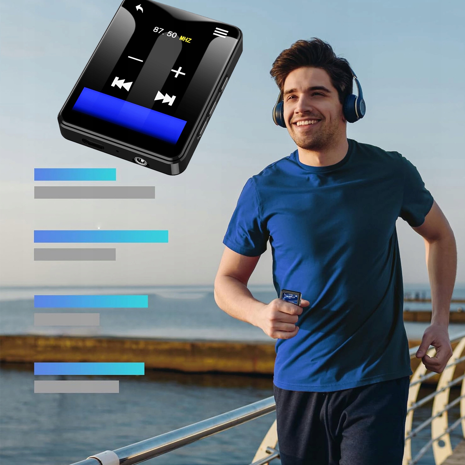 ODTWARZACZ MUZYCZNY HIFI MP3 MP4 16GB BLUETOOTH 5.3 FM RADIO POLSKI MENU Obsługa kart pamięci tak