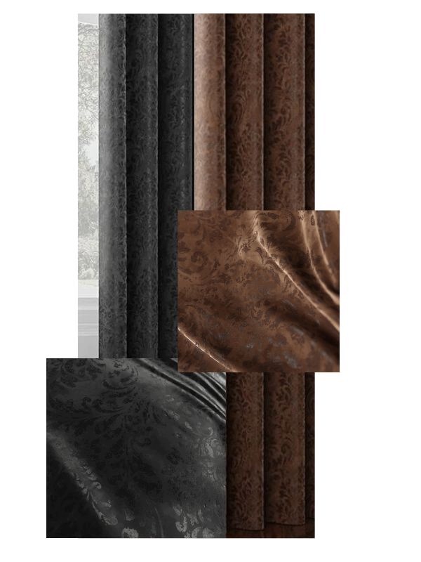 Závěs Černý Hnědý Elegantní S Potiskem S Páskem Na Žabky Š380x170