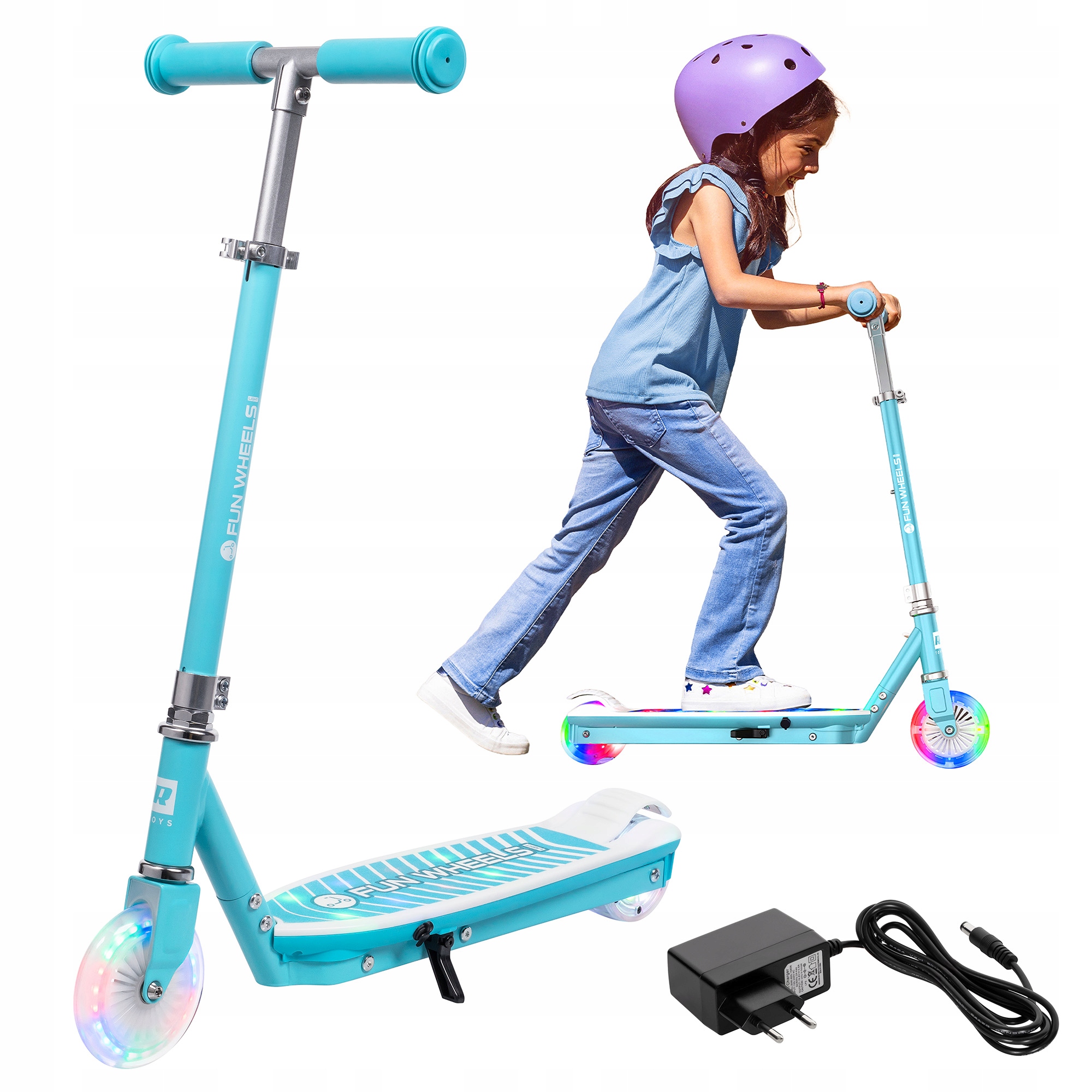 Hulajnoga elektryczna dla dzieci Fun Wheels Light Blue 50W 50kg 8 km/h 6km