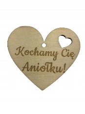 Zawieszka na znicz Kochamy Cię Aniołku 6x5,2 cm Wszystkich Świętych drewno