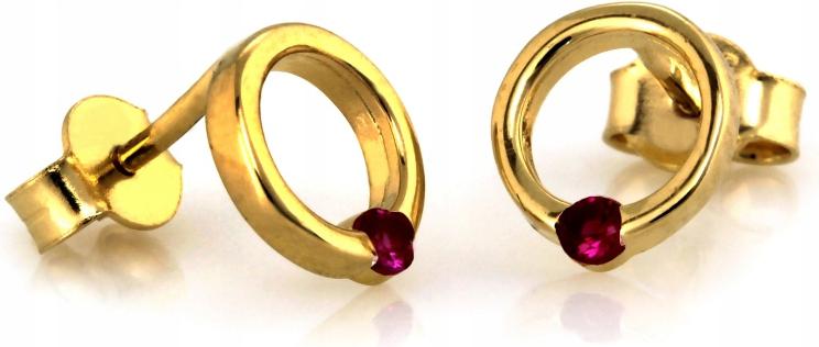 Zlaté náušnice 585 fantazijní kroužky se zirkonem 14k, elegantní vzor dárek