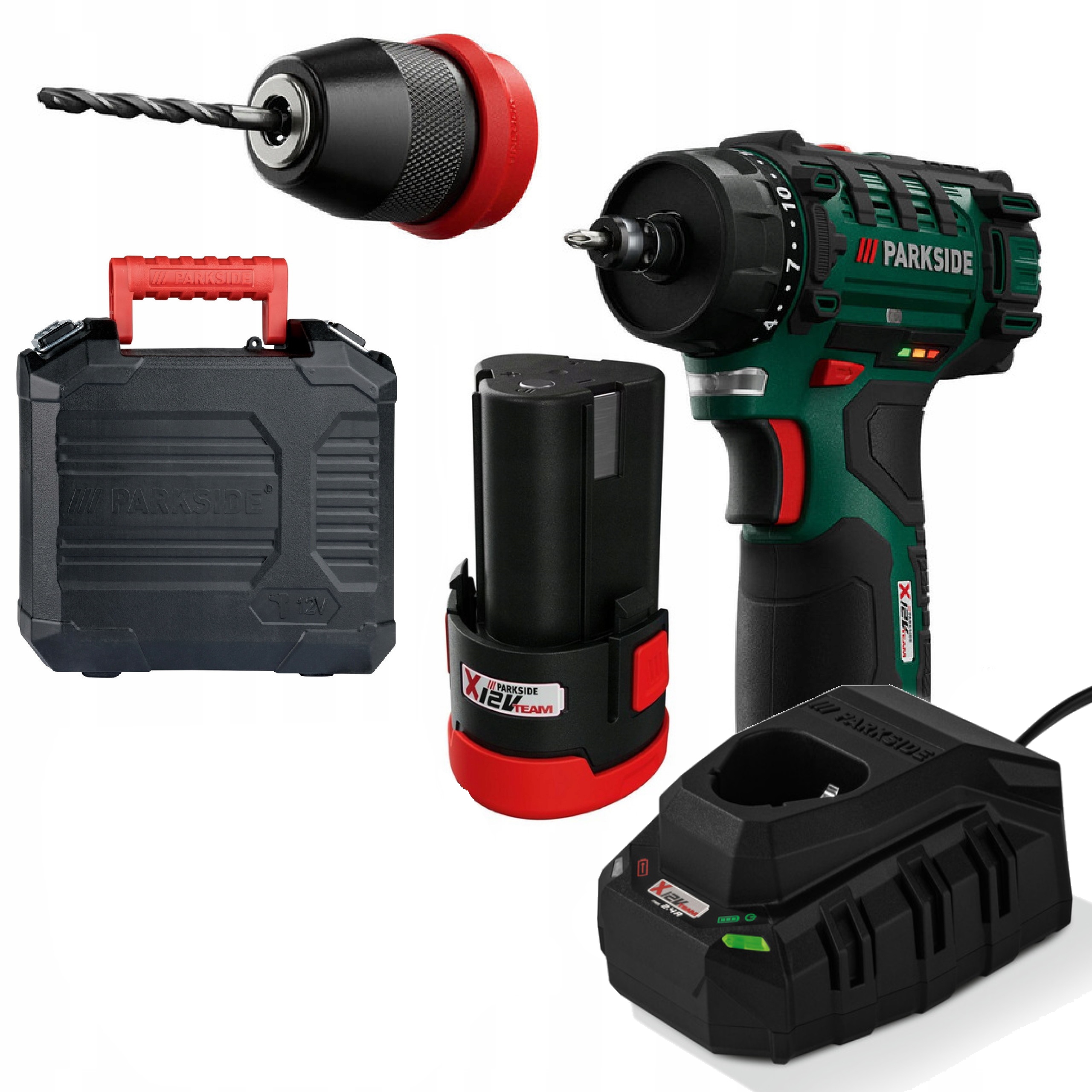 Najnowsza Wiertarko-wkrętarka Parkside Pbsa 12 akumulator 2Ah ładowarka