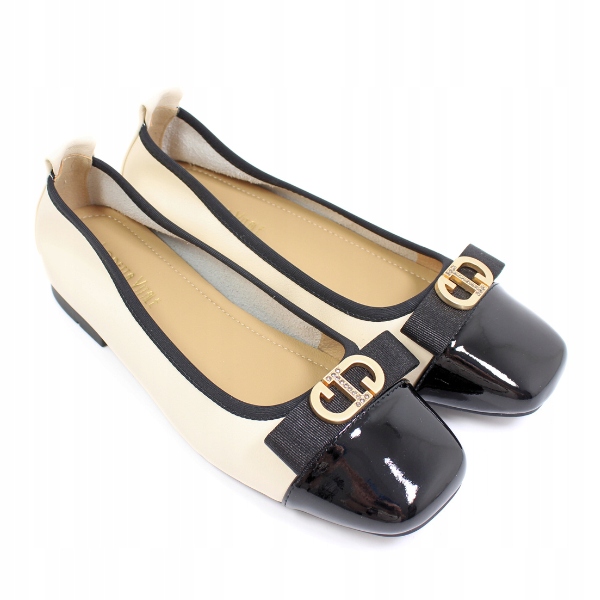 Kožené baleríny Loretta Vitale béžovo černé vel 38 E40304B