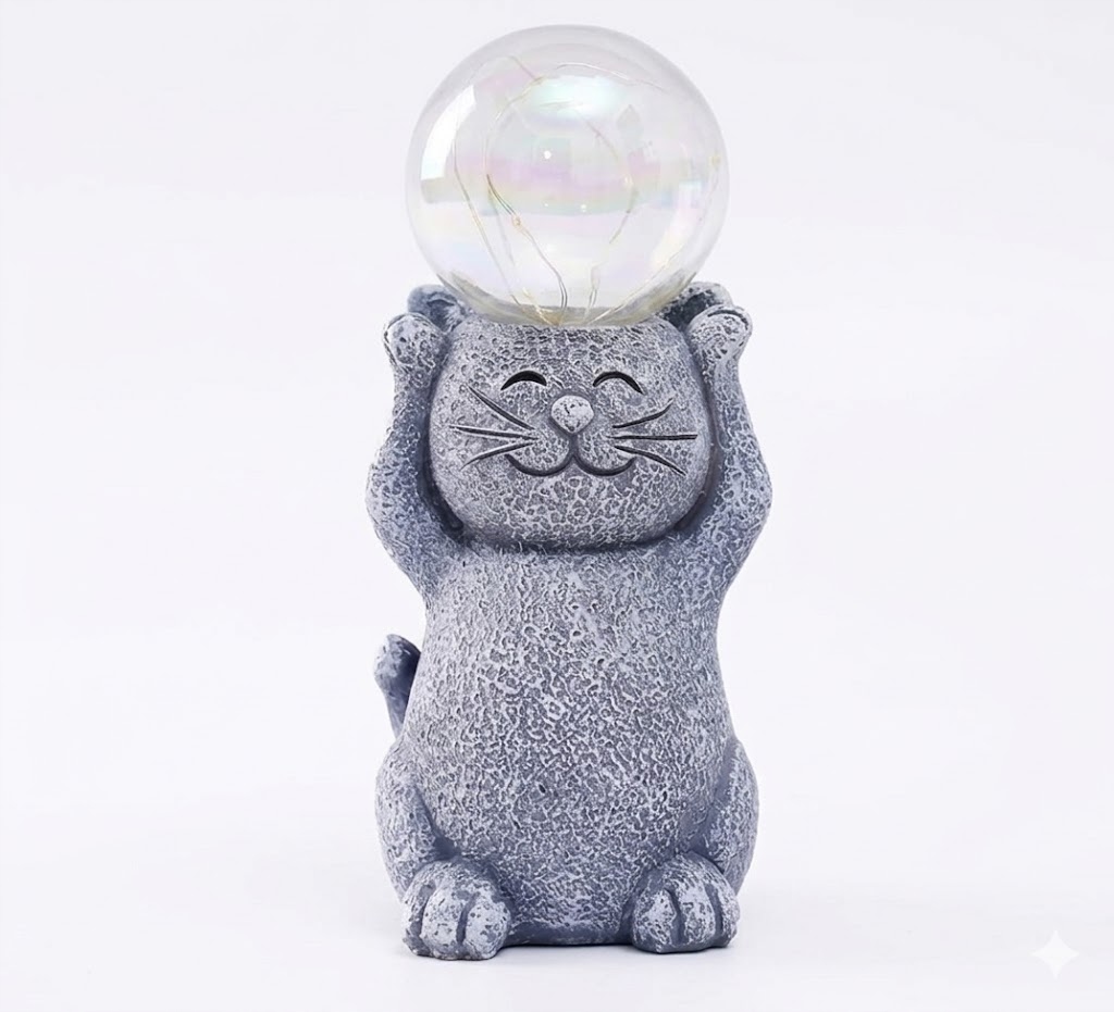 Figurka Soška Kočka Solární Do Domu Do Zahrady Led 16 CM Pro Koťata